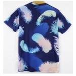 Blue Colorful Feathers Short Sleeves Mens T-Shirt